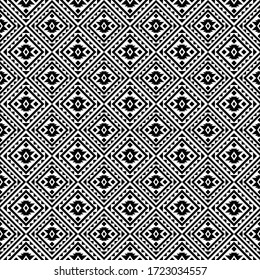Seamless ethnic pattern tribal design vector in black white color. Illustration of abstract vector
