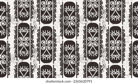 Patrón étnico sin foco. Mano tribal dibujó rayas ornamentales. Impresión en blanco y negro para tu textil de moda. Vintage de la línea africana. Fondo de dibujo del esbozo de grifo geométrico vectorial.