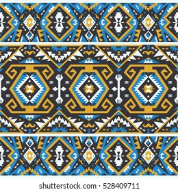 Seamless ethnic pattern in tribal style. Vector illustration.