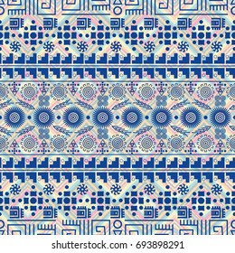 Seamless ethnic pattern tribal-vector illustration. The art of the Aztec, Mexican and Peruvian print. Rhombuses squares texture