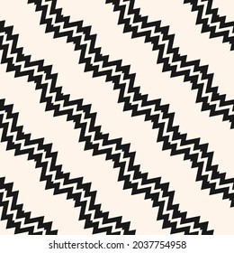 Seamless ethnic pattern. Vector background with black and white diagonal zigzags and lines. The background is used for the design of carpets, clothing, textiles, wallpapers, business cards.