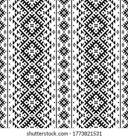 Seamless ethnic pattern vector in black and white color