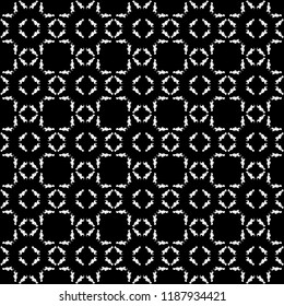 Seamless ethnic pattern vector. Tile shape white on black background. Design print for textile, fabric, wallpaper, background. Set 2