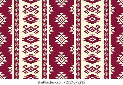 Vector de patrón étnico sin fisuras con motivos tribales y culturales tradicionales, perfecto para proyectos de tela, moda, Fondo de pantalla, artesanías y diseño decorativo.