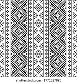 Seamless ethnic Pattern vertical stripe texture design in black white color