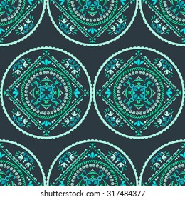 Seamless ethnic pattern. Vintage decorative elements. 