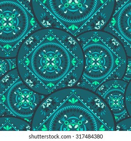 Seamless ethnic pattern. Vintage decorative elements. 