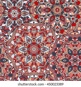 Seamless ethnic pattern. Vintage decorative elements. Hand drawn background. Islam, Arabic, Indian, ottoman motifs. Perfect for printing on fabric or paper.