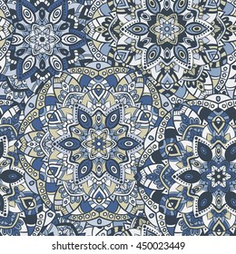 Seamless ethnic pattern. Vintage decorative elements. Hand drawn background. Islam, Arabic, Indian, ottoman motifs. Perfect for printing on fabric or paper.