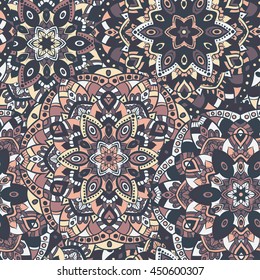 Seamless ethnic pattern. Vintage decorative elements. Hand drawn background. Islam, Arabic, Indian, ottoman motifs. Perfect for printing on fabric or paper.