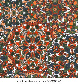 Seamless ethnic pattern. Vintage decorative elements. Hand drawn background. Islam, Arabic, Indian, ottoman motifs. Perfect for printing on fabric or paper.