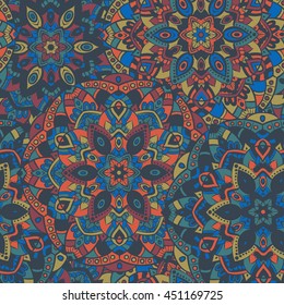 Seamless ethnic pattern. Vintage decorative elements. Hand drawn background. Islam, Arabic, Indian, ottoman motifs. Perfect for printing on fabric or paper.