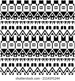 Patrón étnico sin inconvenientes.Resumen Patrón geométrico ilustrativo de arte computacional generativo.Negro y 
patrón blanco para fondo y fondo. 