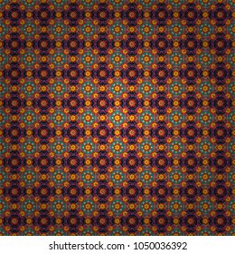 Seamless ethnic patterns in black, red and brown colors. Vector repeated oriental motif for textile, fabric or paper design.