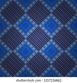 Seamless ethnic patterns for border in black, violet and blue colors. Vector repeated oriental motif for fabric or paper design.