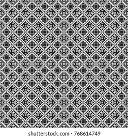 Seamless ethnic patterns for border in gray, black and white colors. Vector repeated oriental motif for fabric or paper design.