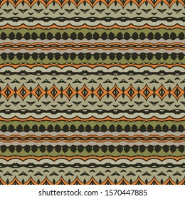 Seamless ethnic patterns for border. Repeated oriental motif for fabric or paper design. 