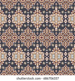Seamless ethnic patterns for border. Repeated oriental frieze motif for fabric or paper design.
