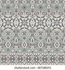 Seamless ethnic patterns for border. Repeated oriental frieze motif for fabric or paper design.