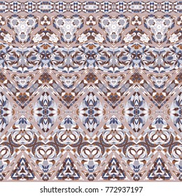 Seamless ethnic patterns for border. Repeated oriental motif for fabric or paper design.