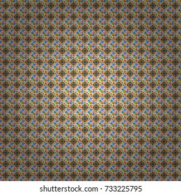 Seamless ethnic patterns for border in yellow, blue and orange colors. Vector repeated oriental motif for fabric or paper design.