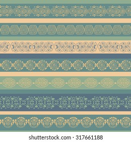 Seamless ethnic patterns. Set of geometric elements of tribal art and decor of the Aztecs, drawn by hand. Vector drawings in addition to your exclusive design.