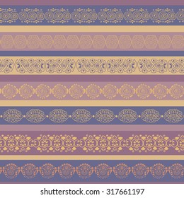 Seamless ethnic patterns. Set of geometric elements of tribal art and decor of the Aztecs, drawn by hand. Vector drawings in addition to your exclusive design.