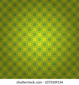 Seamless ethnic patterns in yellow, green and violet colors. Vector repeated oriental motif for textile, fabric or paper design.