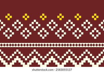 Seamless ethnic pixel pattern in colorful. Tribal vector illustration with Native American style. Design for print fabric and clothing.