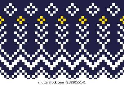Seamless ethnic pixel pattern in colorful. Tribal vector illustration with Native American style. Design for print fabric and clothing.