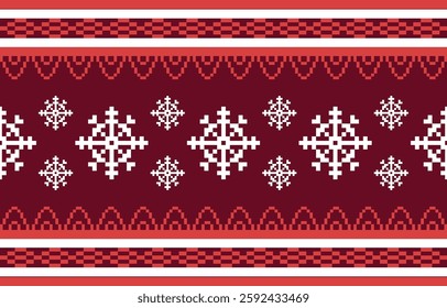 Seamless ethnic pixel pattern in colorful. Tribal vector illustration with Native American style. Design for print fabric and clothing.