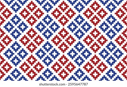Seamless ethnic pixel pattern in colorful. Tribal vector illustration with Native American style. Design for print fabric and clothing.