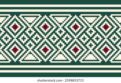 Seamless ethnic pixel pattern in colorful. Tribal vector illustration with Native American style. Design for print fabric and clothing.