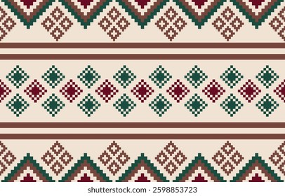 Seamless ethnic pixel pattern in colorful. Tribal vector illustration with Native American style. Design for print fabric and clothing.