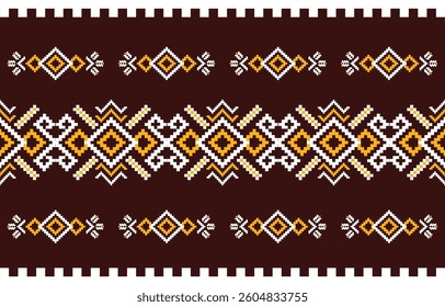 Seamless ethnic pixel pattern in colorful. Tribal vector illustration with Native American style. Design for print fabric and clothing.