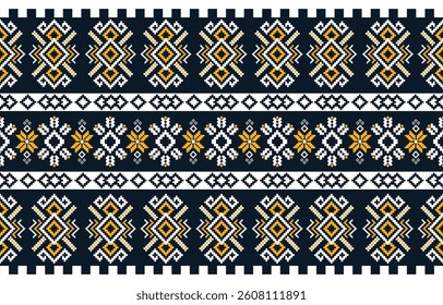 Seamless ethnic pixel pattern in colorful. Tribal vector illustration with Native American style. Design for print fabric and clothing.