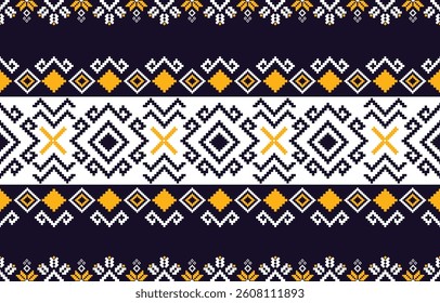 Seamless ethnic pixel pattern in colorful. Tribal vector illustration with Native American style. Design for print fabric and clothing.