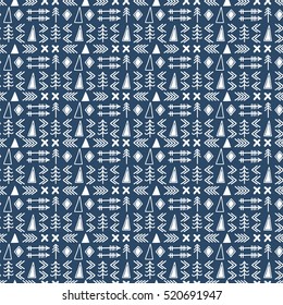 Seamless ethnic. Scandinavian pattern. Tribal hand drawn background. Aztec abstract geometric art print. Vector illustration