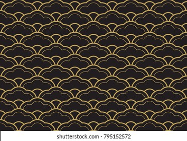 Patrón geométrico de seigaiha étnico sin foco. Ornamento vectorial. Patrón japonés