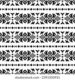 Seamless ethnic stripe pattern with abstract geometric. Native American vector illustration. Navajo and Aztec motif. Design for carpet, curtain, textile, fabric, mat, embroidery, fashion, ikat.