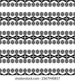 Seamless ethnic stripe pattern in black and white colors. Tribal border vector illustration with Native American style. Design for textile template.