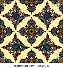 Seamless ethnic style damask vector pattern