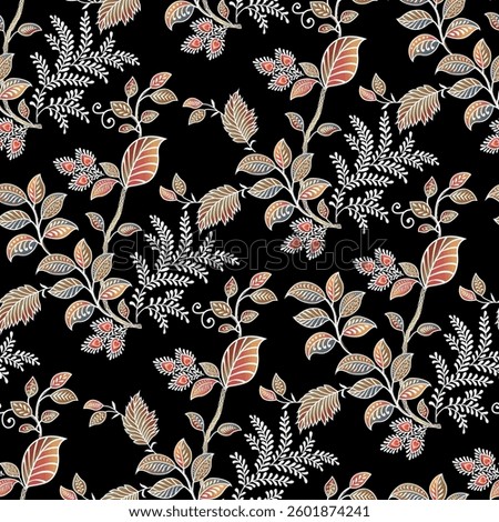 seamless  Ethnic Textile Digital Abstract colorful leaf bunch Pattern background texture design