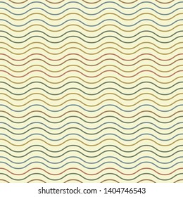 Seamless ethnic textile seamless vector pattern. Geometric thin wave native print. Folk mexican ornament. Ancient african style design. Simple line retro color background. Childrens cloth backdrop