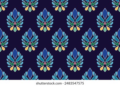 Seamless ethnic traditional pattern, embroidery motif Indian, floral pattern classic beautiful background. Modern fabric design textile swatch, ladies dress, man shirt all over print business.