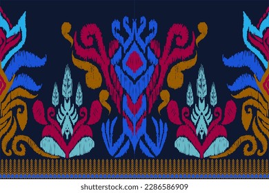Seamless ethnic traditional pattern, paisley style, Hand crafted drawing pattern, Embroidery Navajo Indian style, ikat embroidery vector, Design for printing business.