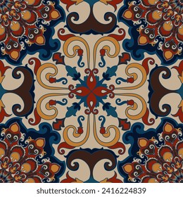 Patrón de mandala tribal de la etnia sin foco utilizado para tela impresa y papel pintado.