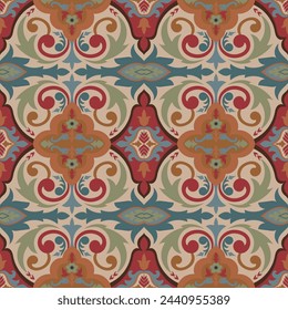 Seamless ethnic tribal pattern of abstract flowers.