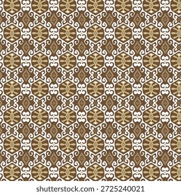 Patrón tribal étnico inconsútil con motivos geométricos de Ikat y remolinos bohemios ornamentados para la Ilustración vectorial de fondo textil