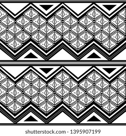 Seamless ethnic and tribal pattern. Handmade. hand drawn stripes. Black-and-white print for your textiles.